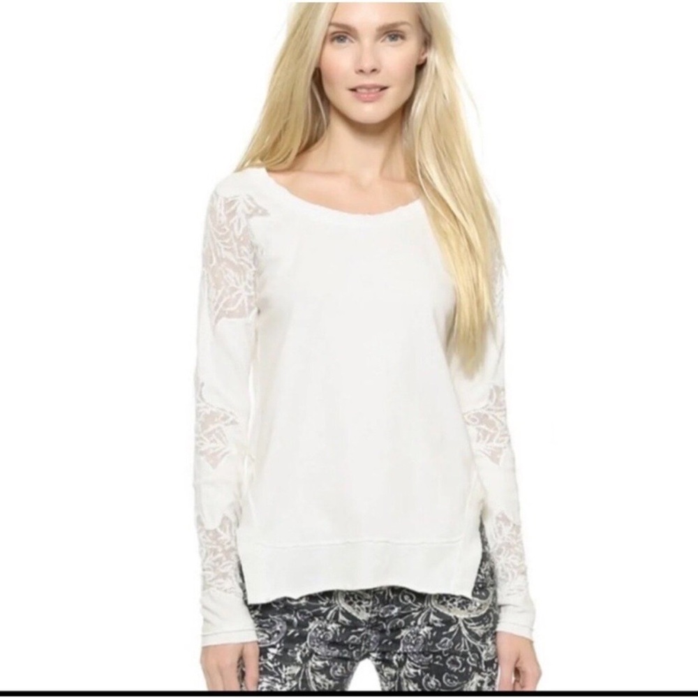 Free People White Outer Sunset Lace Jersey Open Back Top